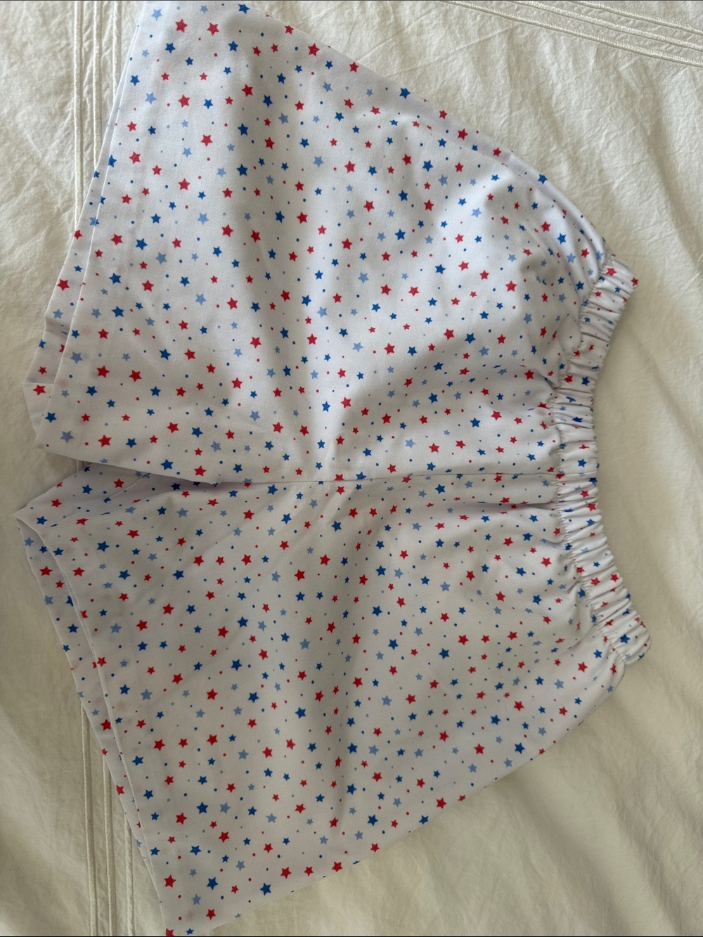Kids White Star Print Elastic Waist Shorts
